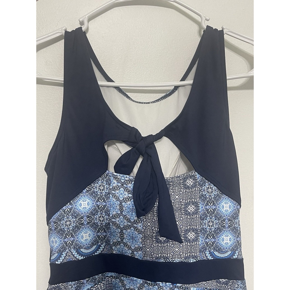 Sunseeker Swimdress Womens 10 Blue Tie Back Molded Cups One Piece Swimwear - Picture 5 of 11